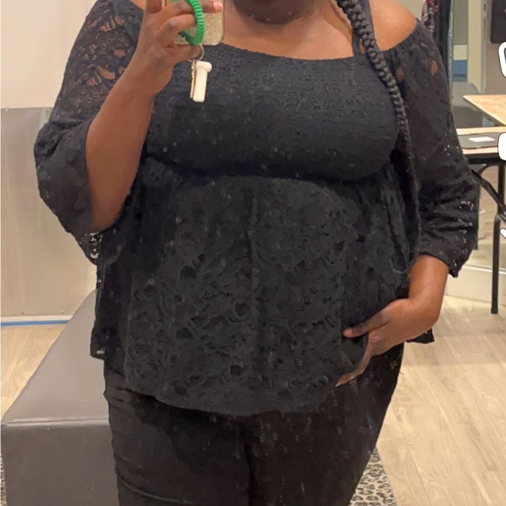 Black lace cold shoulder top